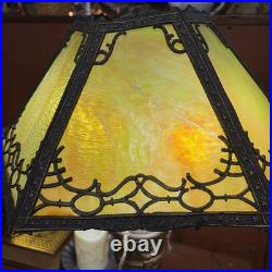 ART DECO GREEN SLAG GLASS LAMP Damage See Photos