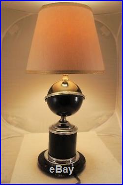 ART DECO Globe black & chrome table lamp WORKS