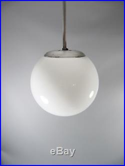 ART DECO KUGELLAMPE Opalglas Alu Hängelampe Pendant Lamp