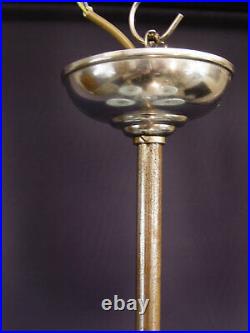 ART DECO Kronleuchter Deckenlampe um 1920/30 Messing Chrom Glas restauriert