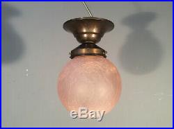 ART DECO Lampe 1910/20 Eisglas-Kugel Ø15 MESSING Jugendstil Flurlampe -Antik