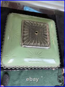 ART DECO Light Green / Mint Glass Ceiling Shade Square 11 1930-40's