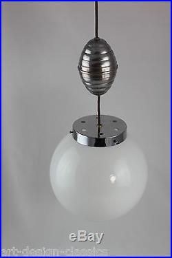 ART DECO Opalglas Lampe Zuglampe Chrom
