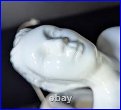 ART DECO Revival White Ceramic Figural Lamp Nude draped Lady 1980's Postmodern