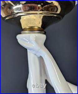 ART DECO Revival White Ceramic Figural Lamp Nude draped Lady 1980's Postmodern