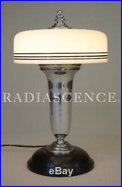ART DECO STREAMLINE MODERN CHROME GLASS TABLE LAMP 1930s FARIES MARKEL CHASE