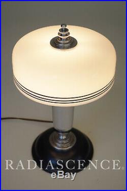 ART DECO STREAMLINE MODERN CHROME GLASS TABLE LAMP 1930s FARIES MARKEL CHASE