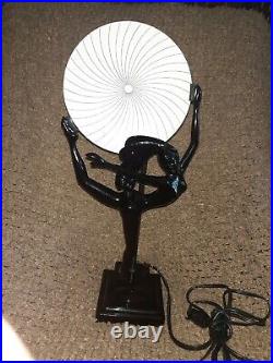 ART DECO STYLE-Nude Dancer withFlowing Hair-Spiral Disc Lamp-ON/OFF-Excellent