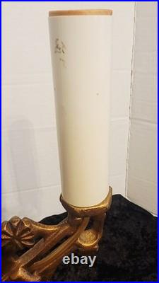 ART DECO TABLE LAMP With JADITE GLASS ACCENT CANDLE FORM SOCKETS