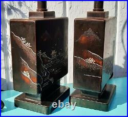 ART DECO vtg pair japanese geisha girl table lamps occupied japan bedroom pagoda