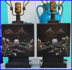 ART DECO vtg pair japanese geisha girl table lamps occupied japan bedroom pagoda