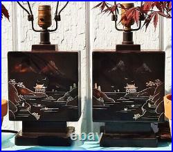 ART DECO vtg pair japanese geisha girl table lamps occupied japan bedroom pagoda