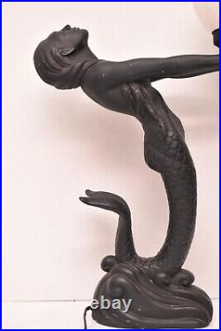 ART Deco Style Dancer 24 Tall Table Lamp Mermaid Sculpture Nude Woman Figural