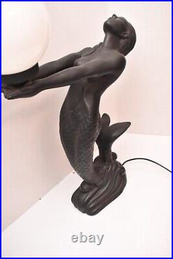 ART Deco Style Dancer 24 Tall Table Lamp Mermaid Sculpture Nude Woman Figural