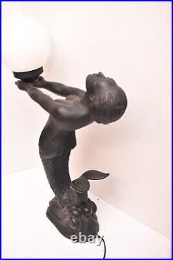 ART Deco Style Dancer 24 Tall Table Lamp Mermaid Sculpture Nude Woman Figural