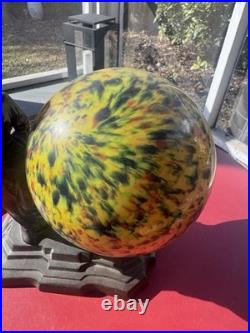 ART NOVEAU ART DECO Boudoir LAMP VINTAGE 1930s with Czech End of Day Shade