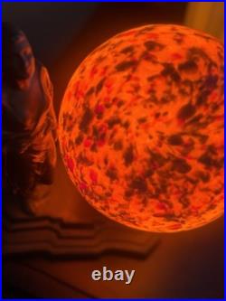 ART NOVEAU ART DECO Boudoir LAMP VINTAGE 1930s with Czech End of Day Shade