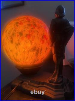 ART NOVEAU ART DECO Boudoir LAMP VINTAGE 1930s with Czech End of Day Shade