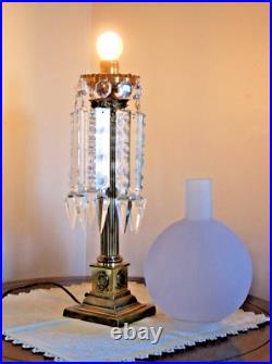 ASTRAL solar glass cut and crystal arrow pendulums table lamp CIRCA 1950s