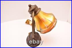 ATQ Art Deco Nouveau Arts Crafts Table Desk Lamp Steuben Iridescent Bell Shade