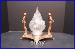 ATQ Frankart Art Style Art Deco Nudes Lady Woman Dancers Flame Glass Globe Lamp