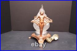 ATQ Frankart Art Style Art Deco Nudes Lady Woman Dancers Flame Glass Globe Lamp
