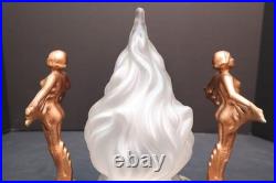 ATQ Frankart Art Style Art Deco Nudes Lady Woman Dancers Flame Glass Globe Lamp