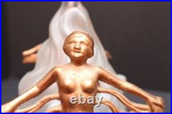 ATQ Frankart Art Style Art Deco Nudes Lady Woman Dancers Flame Glass Globe Lamp