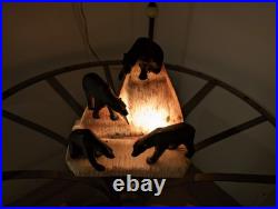 AUTHENTIC! Antique Polar Bear on Iceberg NIGHTLIGHT Lamp Alabaster ART DECO