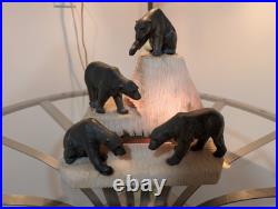 AUTHENTIC! Antique Polar Bear on Iceberg NIGHTLIGHT Lamp Alabaster ART DECO