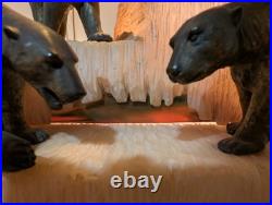 AUTHENTIC! Antique Polar Bear on Iceberg NIGHTLIGHT Lamp Alabaster ART DECO