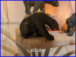 AUTHENTIC! Antique Polar Bear on Iceberg NIGHTLIGHT Lamp Alabaster ART DECO