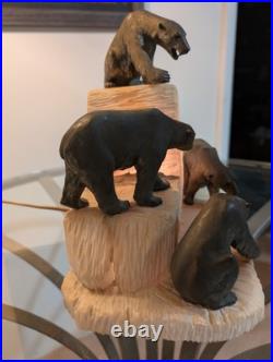 AUTHENTIC! Antique Polar Bear on Iceberg NIGHTLIGHT Lamp Alabaster ART DECO