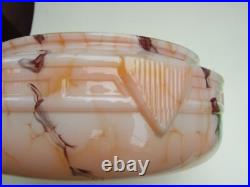 A. G. E. MOTTLED MARBLED ART DECO SAUCER LIGHT LAMP SHADE PENDANT LIGHT 1930's
