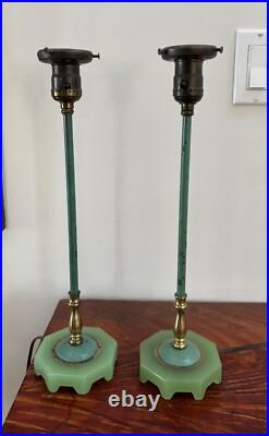 A Pair of Pat. Dated Dec 24.12 UNO Original Glass Shade Art Deco Boudoir Lamps