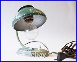 Adjustable Bedside Lamp, Art Deco, Italian, Green Metal, Working, Original cord