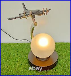 Aircraft Globe Table Lamp With Glass Ball Table Top Decorative E-27 Bulb Globe