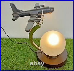 Aircraft Globe Table Lamp With Glass Ball Table Top Decorative E-27 Bulb Globe