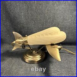 Airplane Retro Table Lamp Chrome With Frosted Glass Globe Lowes Art Deco Works