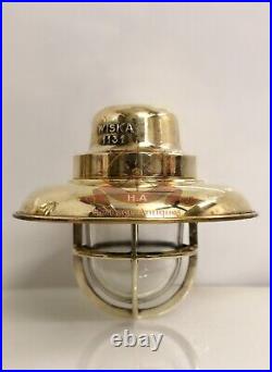 Alley Patio Wall Art Deco Brass Wiska Old Lamp Fixture with Copper Shade