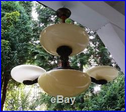 Alte Lampe Deckenlampe Wohnzimmerlampe Salonlampe Glasschalen Art Deco dreiarmig