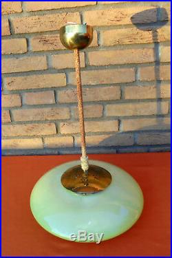 Alte Stab Pendel Leuchte Glas Schirm Art Deco Hänge Lampe 30er 40er Jahre