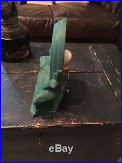 Amazing Antique Art Deco Partially Nude Lady Night Light Table Lamp Spelter