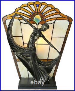 Amber Art Deco Stained Glass Lamp, Table Lamp, Stained Glass
