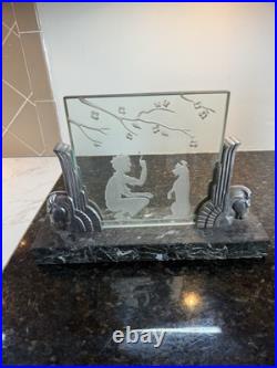 American Art Deco Acid Etched Panel Lamp. Circa 1920-30