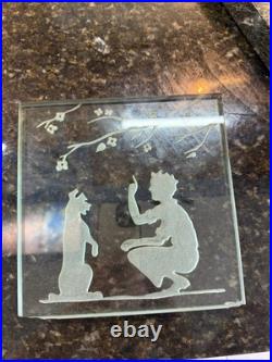 American Art Deco Acid Etched Panel Lamp. Circa 1920-30