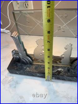 American Art Deco Acid Etched Panel Lamp. Circa 1920-30