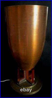 American Art Deco Machine Age Bronze Torchiere Uplight Lamp C. 1935