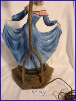 American Goldscheider USA Art Deco Pottery Lady Dancer Figurine Lamp