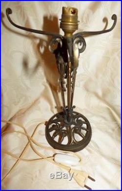 Ancien Beau Piéd de Lampe en Bronze Nickelé Epoque Art Déco